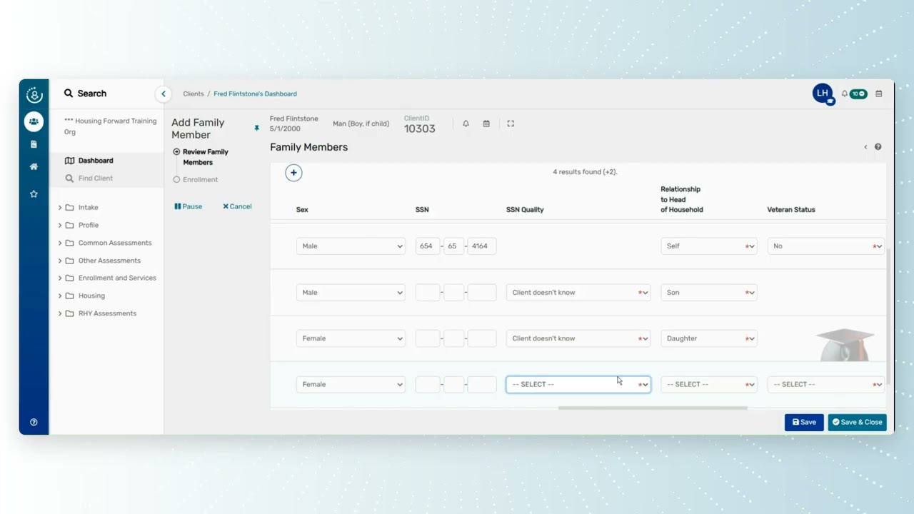 HMIS - Add a family member to an enrollment